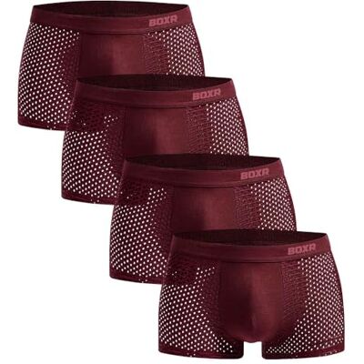 BOXR Underwear Boxershorts van bamboe, set van 4 stuks, zacht als zijde, ademend en milieuvriendelijk Comfortabel en milieuvriendelijk (S-3XL)., Rood M BOXR Underwear Boxershorts van bamboe, set van 4 stuks, zacht als zijde, ademend en milieuvriendelijk Comfortabel en milieuvriendelijk (S-3XL)., Rood M