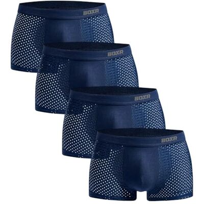 BOXR Underwear Boxershorts van bamboe, set van 4 stuks, zacht als zijde, ademend en milieuvriendelijk Comfortabel en milieuvriendelijk (S-3XL)., Blauw L BOXR Underwear Boxershorts van bamboe, set van 4 stuks, zacht als zijde, ademend en milieuvriendelijk Comfortabel en milieuvriendelijk (S-3XL)., Blauw L