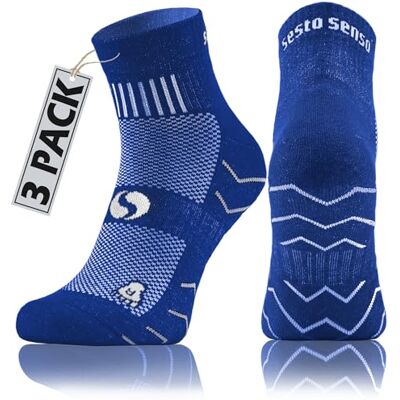 sesto senso Kleurrijke sportsokken van katoen, voor dames en heren, 3 paar, 3 paar, blauw, 43-47 EU 43-47 sesto senso Kleurrijke sportsokken van katoen, voor dames en heren, 3 paar, 3 paar, blauw, 43-47 EU 43-47