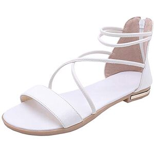 amropi Vrouw Zomer Open Teen Kruis Platte Enkelband Sandalen, Wit. 37.5 EU amropi Vrouw Zomer Open Teen Kruis Platte Enkelband Sandalen, Wit. 37.5 EU