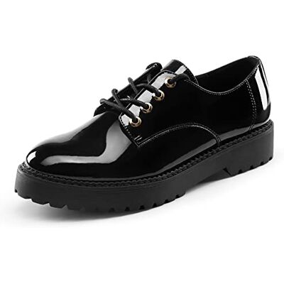DREAM PAIRS Oxfords voor dames derby richelieu kunstleer lak klassieke kledingschoenen, maat 37, zwart/poot, SDOX2202W-E 37 EU DREAM PAIRS Oxfords voor dames derby richelieu kunstleer lak klassieke kledingschoenen, maat 37, zwart/poot, SDOX2202W-E 37 EU