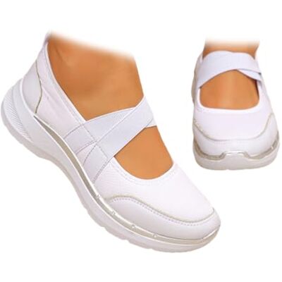HESYSUAN Mary Jane Orthopedische damessneakers van ademend mesh met dikke zool, comfortabele instapschoenen, Wit., 39.5 EU Large 39.5 EU Large HESYSUAN Mary Jane Orthopedische damessneakers van ademend mesh met dikke zool, comfortabele instapschoenen, Wit., 39.5 EU Large 39.5 EU Large