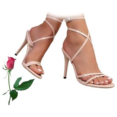 POIOZXD Damessandalen met riempjes, open punt, enkelriem, sexy hoge hakken voor feest, bal, dating, bruiloft, Abrikoos 36 EU Large POIOZXD Damessandalen met riempjes, open punt, enkelriem, sexy hoge hakken voor feest, bal, dating, bruiloft, Abrikoos 36 EU Large