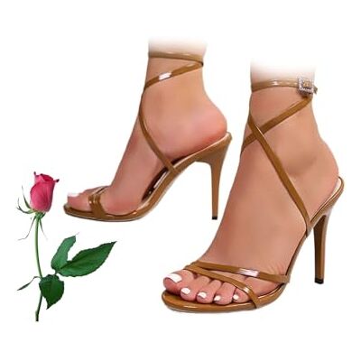POIOZXD Damessandalen met riempjes, open punt, enkelriem, sexy hoge hakken voor feest, bal, dating, bruiloft, Bruin 35.5 EU large POIOZXD Damessandalen met riempjes, open punt, enkelriem, sexy hoge hakken voor feest, bal, dating, bruiloft, Bruin 35.5 EU large