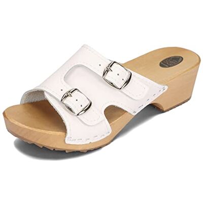BeComfy Clogs voor dames, clogs, pantoffels, pantoffels met hak, leer, tuinschoenen, zwart & wit, 35-41 EU, Wit. 40 EU BeComfy Clogs voor dames, clogs, pantoffels, pantoffels met hak, leer, tuinschoenen, zwart & wit, 35-41 EU, Wit. 40 EU