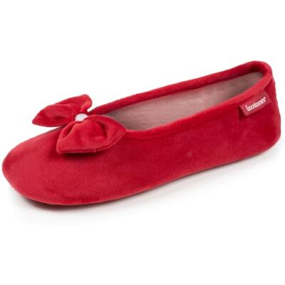 Isotoner Suède ballerina's pantoffels voor dames ultrazachte zool van traagschuim EU zwart, rood, 35/36 EU 35/36 EU Isotoner Suède ballerina's pantoffels voor dames ultrazachte zool van traagschuim EU zwart, rood, 35/36 EU 35/36 EU