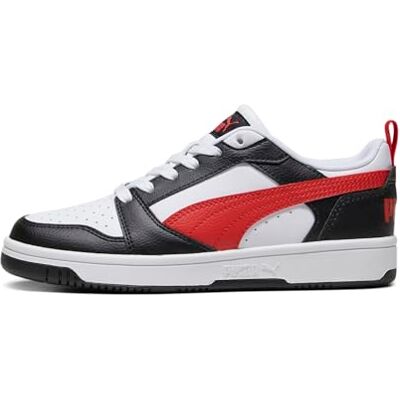 Puma Rebound V6 Lo Jr uniseks kinderschoenen, wit/rood/zwart (White For All Time Red Black), 37 EU 37 EU Puma Rebound V6 Lo Jr uniseks kinderschoenen, wit/rood/zwart (White For All Time Red Black), 37 EU 37 EU