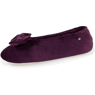 Isotoner Zeer comfortabele ballerina's voor dames, zool van leer, detail met grote strik, Aubergine 35/36 EU Isotoner Zeer comfortabele ballerina's voor dames, zool van leer, detail met grote strik, Aubergine 35/36 EU