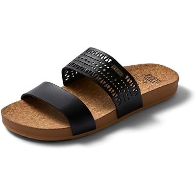 REEF Vista Perf kussen platte sandaal dames, Black Tan 40 EU REEF Vista Perf kussen platte sandaal dames, Black Tan 40 EU