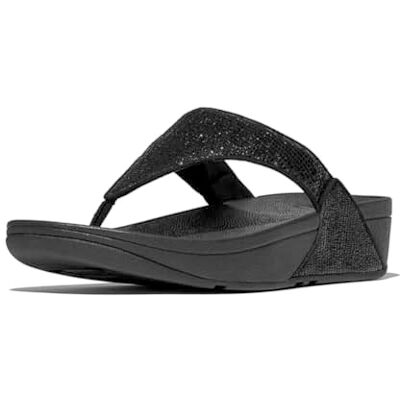 Fitflop Lulu Crinkled-shimmer teenslippers voor dames, Metalen zwart. 36 EU Fitflop Lulu Crinkled-shimmer teenslippers voor dames, Metalen zwart. 36 EU