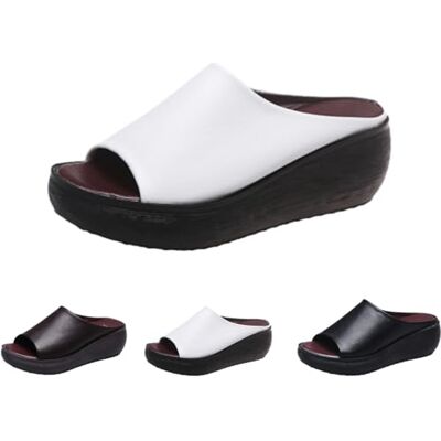 GAGFDA Damesslippers met sleehak en open teen, slippers met open teen, licht, comfortabel, antislip, Wit. 0 UK GAGFDA Damesslippers met sleehak en open teen, slippers met open teen, licht, comfortabel, antislip, Wit. 0 UK