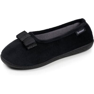 Isotoner Pantoffels, ballerina's, dames, microvelours, ergonomische zool, traagschuim, EU 39 EU Isotoner Pantoffels, ballerina's, dames, microvelours, ergonomische zool, traagschuim, EU 39 EU