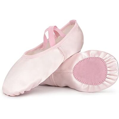 Soudittur Satijnen klassieke balletschoenen, ballerina, halve dans, pilates, yoga, gymnastiek, platte split pantoffels, voor kinderen, meisjes, vrouwen, EU 24-43 (kies een grotere maat), 24 EU Soudittur Satijnen klassieke balletschoenen, ballerina, halve dans, pilates, yoga, gymnastiek, platte split pantoffels, voor kinderen, meisjes, vrouwen, EU 24-43 (kies een grotere maat), 24 EU