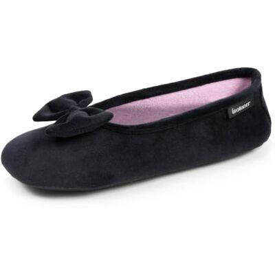 Isotoner Pantoffels, ballerina's, dames, zwart, 37/38 Traagschuim fluwelen pantoffel past zich aan de voet aan voor langdurig persoonlijk comfort. 37/38 EU Isotoner Pantoffels, ballerina's, dames, zwart, 37/38 Traagschuim fluwelen pantoffel past zich aan de voet aan voor langdurig persoonlijk comfort. 37/38 EU