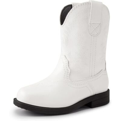 DREAM PAIRS Cowboylaarzen met vierkante teen voor peuters, jongens en meisjes, Wit 28 EU DREAM PAIRS Cowboylaarzen met vierkante teen voor peuters, jongens en meisjes, Wit 28 EU