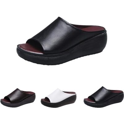 GAGFDA Damesslippers met sleehak en open teen, slippers met open teen, licht, comfortabel, antislip, zwart. 0 UK GAGFDA Damesslippers met sleehak en open teen, slippers met open teen, licht, comfortabel, antislip, zwart. 0 UK