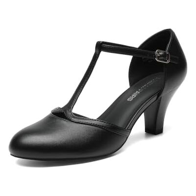 DREAM PAIRS T-riem pumps, elegante trouwschoenen voor dames, Pu Noir, 38 EU 38 EU DREAM PAIRS T-riem pumps, elegante trouwschoenen voor dames, Pu Noir, 38 EU 38 EU