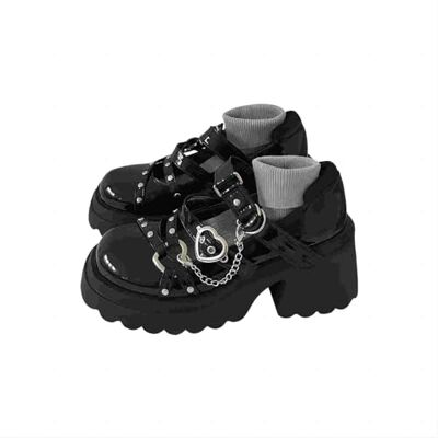 BKYWJTR6 Punk Fashion Zwarte Ketting Hart Buckle Vrouw Lolita Leuke Mary Janes Pumps Platform Wedge Hoge Hakken Vrouwen Zachte Gothic Punk Schoenen, zwart. 40 EU BKYWJTR6 Punk Fashion Zwarte Ketting Hart Buckle Vrouw Lolita Leuke Mary Janes Pumps Platform Wedge Hoge Hakken Vrouwen Zachte Gothic Punk Schoenen, zwart. 40 EU