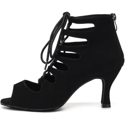 RUYBOZRY Latijnse dansschoenen voor dames, kleine open hak, salsa-danslaarzen, Latijnse dans, model YCL456, Hak 7,5 cm, zwart, L456 40 EU RUYBOZRY Latijnse dansschoenen voor dames, kleine open hak, salsa-danslaarzen, Latijnse dans, model YCL456, Hak 7,5 cm, zwart, L456 40 EU