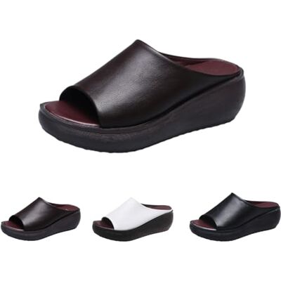 GAGFDA Damesslippers met sleehak en open teen, slippers met open teen, licht, comfortabel, antislip, Donkerbruin 0 UK GAGFDA Damesslippers met sleehak en open teen, slippers met open teen, licht, comfortabel, antislip, Donkerbruin 0 UK