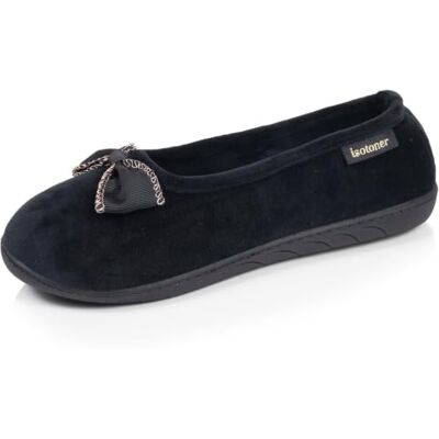 Isotoner Ballerina's voor dames, comfortabel traagschuim Microvelours pantoffels, ergonomische zool ondersteunt de voetboog voor optimale grip. 37 EU Isotoner Ballerina's voor dames, comfortabel traagschuim Microvelours pantoffels, ergonomische zool ondersteunt de voetboog voor optimale grip. 37 EU