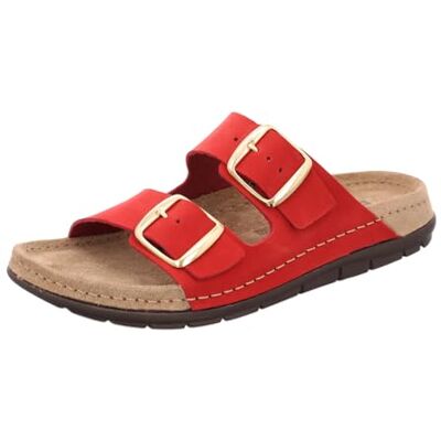 Rohde Rodigo-D 5865 dames leren pantoffels met gesp, Rood 42 EU Rohde Rodigo-D 5865 dames leren pantoffels met gesp, Rood 42 EU