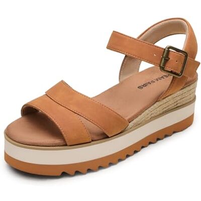 DREAM PAIRS Sandales compensées pour femme Sandales à plateforme espadrilles Bout ouvert Sangle de cheville Talon compensé bas Sandales confortables pour l'été, marron ,, 41.5 EU 41.5 EU DREAM PAIRS Sandales compensées pour femme Sandales à plateforme espadrilles Bout ouvert Sangle de cheville Talon compensé bas Sandales confortables pour l'été, marron ,, 41.5 EU 41.5 EU