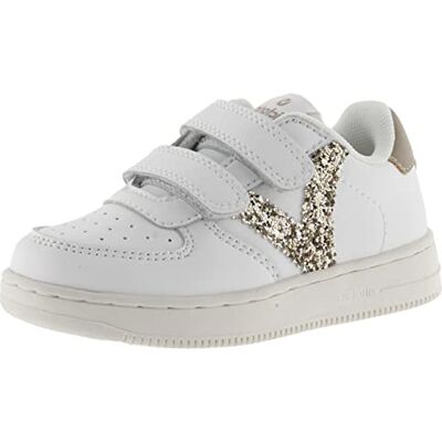 victoria 1124106-KIDS Sneaker, Tiempo, lederlook, met details op glitter & dierenprint, met klittenbandsluiting, voor meisjes 28 EU victoria 1124106-KIDS Sneaker, Tiempo, lederlook, met details op glitter & dierenprint, met klittenbandsluiting, voor meisjes 28 EU