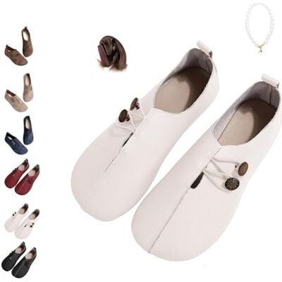 POIOZXD Orthopedische mocassins van suède voor dames, orthopedische loafers voor dames, zachte en flexibele orthopedische schoenen met ronde neus, Mary Jane, plat, wit, 42,5 EU breed 42.5 EU large POIOZXD Orthopedische mocassins van suède voor dames, orthopedische loafers voor dames, zachte en flexibele orthopedische schoenen met ronde neus, Mary Jane, plat, wit, 42,5 EU breed 42.5 EU large