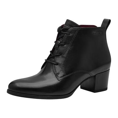Tamaris Dames leren enkellaarsjes met hak, zwart, 37 EU 37 EU Tamaris Dames leren enkellaarsjes met hak, zwart, 37 EU 37 EU