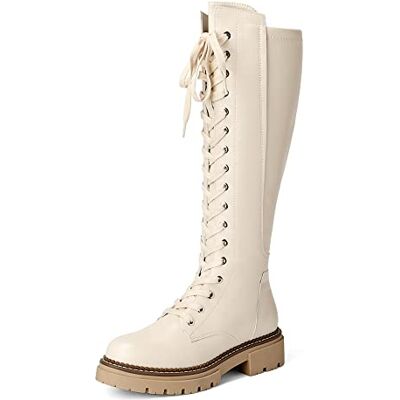 DREAM PAIRS Hoge laarzen voor dames, platte antislip buitenzool, elegant en praktisch, winterlaarzen voor dames, beige, 38 EU 38 EU DREAM PAIRS Hoge laarzen voor dames, platte antislip buitenzool, elegant en praktisch, winterlaarzen voor dames, beige, 38 EU 38 EU