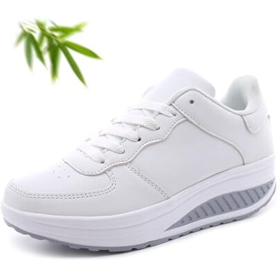 POIOZXD Orthopedische damessneakers met plateauzool, ademend, modieus, casual, leren zool, instappers, Wit. 42.5 EU Large POIOZXD Orthopedische damessneakers met plateauzool, ademend, modieus, casual, leren zool, instappers, Wit. 42.5 EU Large