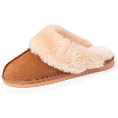 Isotoner Zeer comfortabele en warme pantoffels voor dames, van leer en imitatiebont, camel, 37 EU 37 EU Isotoner Zeer comfortabele en warme pantoffels voor dames, van leer en imitatiebont, camel, 37 EU 37 EU