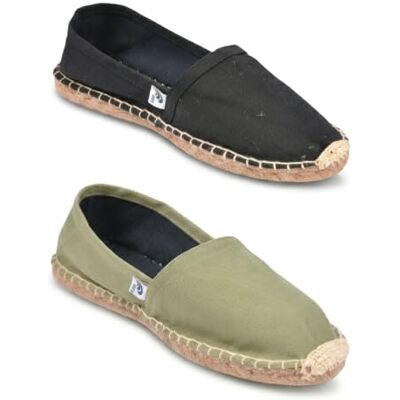 Ozabi 2 paar espadrilles heren zool jute touw, Mbsx2 zwart kaki 42 EU Ozabi 2 paar espadrilles heren zool jute touw, Mbsx2 zwart kaki 42 EU