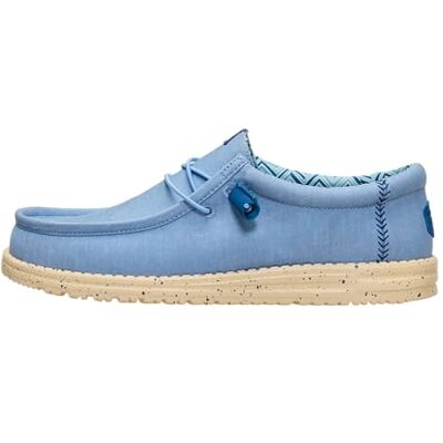 HEYDUDE Wally Sox Stitch instapschoenen voor heren, zwart en wit, gebleekt denim, lichtbruin, 43 EU 43 EU HEYDUDE Wally Sox Stitch instapschoenen voor heren, zwart en wit, gebleekt denim, lichtbruin, 43 EU 43 EU