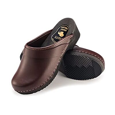 ESTRO Klompen Dames Leer Ziekenhuis Slippers Dames Orthopedische Klompen CDL07, Bruin 42 EU ESTRO Klompen Dames Leer Ziekenhuis Slippers Dames Orthopedische Klompen CDL07, Bruin 42 EU