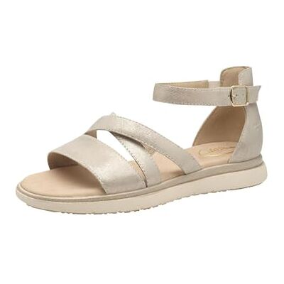 Tamaris Comfort, platte damessandalen met plateauzool, Beige Glam, 37 EU 37 EU Tamaris Comfort, platte damessandalen met plateauzool, Beige Glam, 37 EU 37 EU