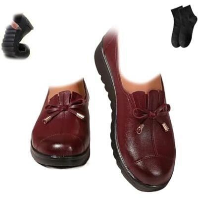 POIOZXD Comfortabele instappers voor dames, comfortabele instappers van leer met strik, lichte mocassins voor werk en autorijden, Rood 42.5 EU large POIOZXD Comfortabele instappers voor dames, comfortabele instappers van leer met strik, lichte mocassins voor werk en autorijden, Rood 42.5 EU large