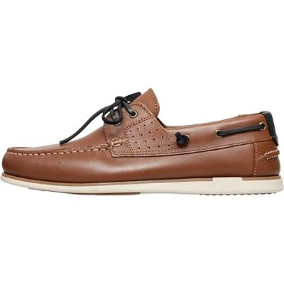 CASUAL Bootschoenen van echt leer voor heren, platte mocassins met leren veters in donkerblauw en bruin, 2 ogen bootschoenen, Medium bruin, 42 EU smalle maat 42 EU smalle maat CASUAL Bootschoenen van echt leer voor heren, platte mocassins met leren veters in donkerblauw en bruin, 2 ogen bootschoenen, Medium bruin, 42 EU smalle maat 42 EU smalle maat