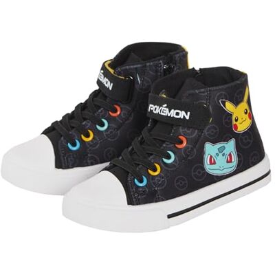 Pokémon Pokemon Pikachu Hoge sneakers van zeildoek met ritssluiting voor kinderen, zwart, 32 EU 32 EU Pokémon Pokemon Pikachu Hoge sneakers van zeildoek met ritssluiting voor kinderen, zwart, 32 EU 32 EU