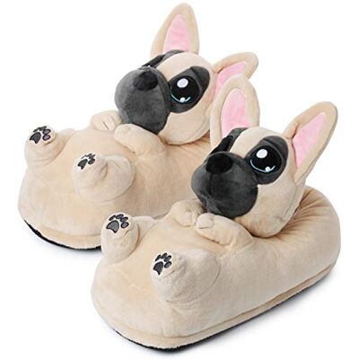 corimori Schattige pluche pantoffels (10+ designs) Frenchie "Zorro" slipper eenheidsmaat 25-33,5 uniseks pantoffels beige zwart 25/33.5 EU corimori Schattige pluche pantoffels (10+ designs) Frenchie "Zorro" slipper eenheidsmaat 25-33,5 uniseks pantoffels beige zwart 25/33.5 EU
