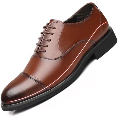 DAO-UPPSE Herenschoenen, 6 cm verhoogde lederen Oxfords, formele zakelijke schoenen met versterkte teen en onzichtbare verhoging, Bruin, 46 EU 46 EU DAO-UPPSE Herenschoenen, 6 cm verhoogde lederen Oxfords, formele zakelijke schoenen met versterkte teen en onzichtbare verhoging, Bruin, 46 EU 46 EU