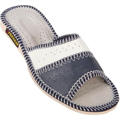 APREGGIO Damesslippers van leer praktische open pantoffels handgemaakt volwassen leren pantoffels, blauw, 39 EU 39 EU APREGGIO Damesslippers van leer praktische open pantoffels handgemaakt volwassen leren pantoffels, blauw, 39 EU 39 EU