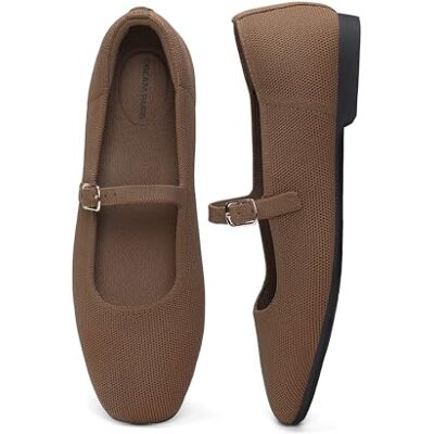 DREAM PAIRS Casual platte schoenen met puntige teen voor dames, comfortabele platte instappers, Bruin 42 EU DREAM PAIRS Casual platte schoenen met puntige teen voor dames, comfortabele platte instappers, Bruin 42 EU