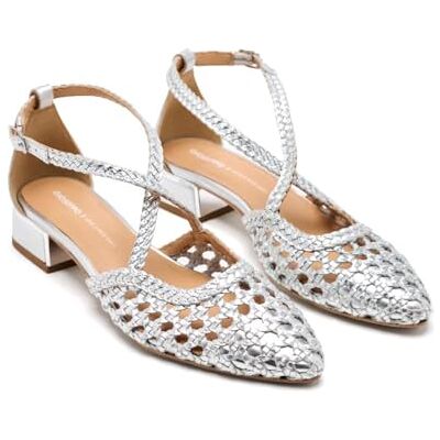 GIOSEPPO Ballerina's van glanzend gevlochten leer, metallic zilver, 39 EU 39 EU GIOSEPPO Ballerina's van glanzend gevlochten leer, metallic zilver, 39 EU 39 EU