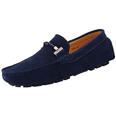 Jamron Heren Elegant Loafers met Gesp Comfort Suède Rijschoenen Stijlvol Mocassin Slippers Marineblauw SN19020 EU44 44 EU Jamron Heren Elegant Loafers met Gesp Comfort Suède Rijschoenen Stijlvol Mocassin Slippers Marineblauw SN19020 EU44 44 EU