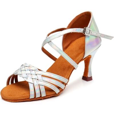 sekiueo Dansschoenen voor dames, Latin Salsa Tango, open teen, gelakt leer, enkelriem en hoge hakken voor training 42 EU sekiueo Dansschoenen voor dames, Latin Salsa Tango, open teen, gelakt leer, enkelriem en hoge hakken voor training 42 EU