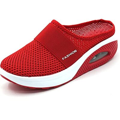 YisiNP Orthopedische damespantoffels met luchtkussen en ademend mesh, voor ontspanning, Rood 37 EU YisiNP Orthopedische damespantoffels met luchtkussen en ademend mesh, voor ontspanning, Rood 37 EU