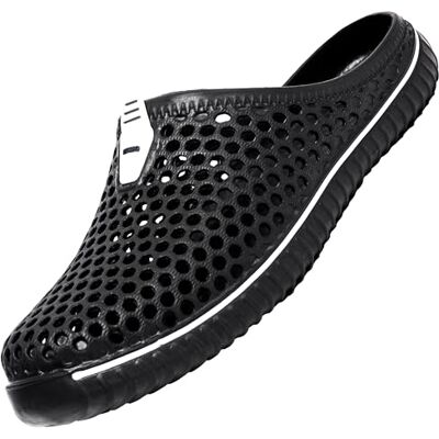 SAGUARO Clogs ademende mesh pantoffels zomer holle pantoffels tuinschoenen vrije tijd badschoenen strand aqua slippers platte zool pantoffels dames heren, zwart, 41 EU 41 EU SAGUARO Clogs ademende mesh pantoffels zomer holle pantoffels tuinschoenen vrije tijd badschoenen strand aqua slippers platte zool pantoffels dames heren, zwart, 41 EU 41 EU