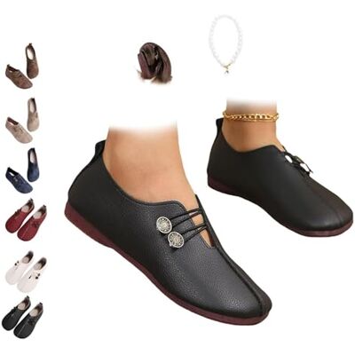 POIOZXD Orthopedische mocassins van suède voor dames, orthopedische loafers voor dames, zachte en flexibele orthopedische schoenen met ronde neus, Mary Jane, plat, zwart, 42,5 EU breed 42.5 EU large POIOZXD Orthopedische mocassins van suède voor dames, orthopedische loafers voor dames, zachte en flexibele orthopedische schoenen met ronde neus, Mary Jane, plat, zwart, 42,5 EU breed 42.5 EU large